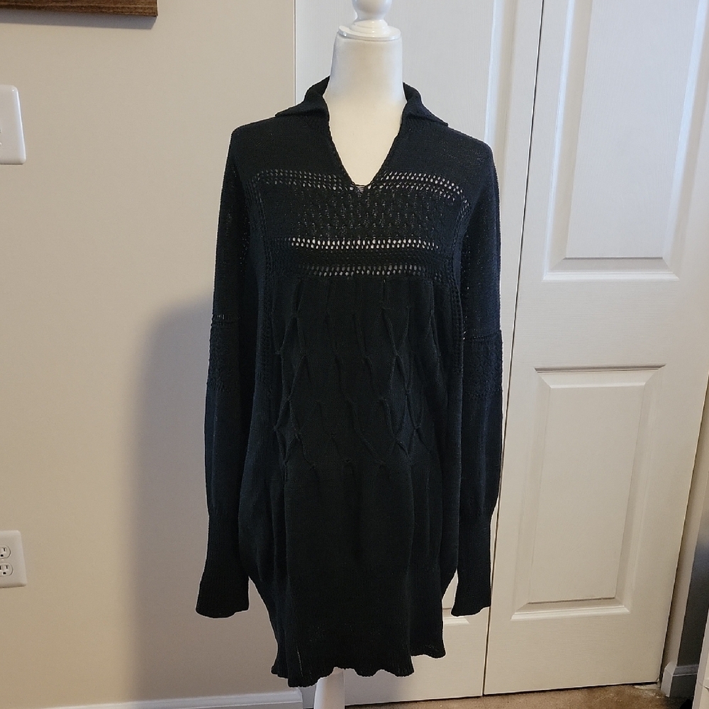 Black V-Neck Sweater Dress